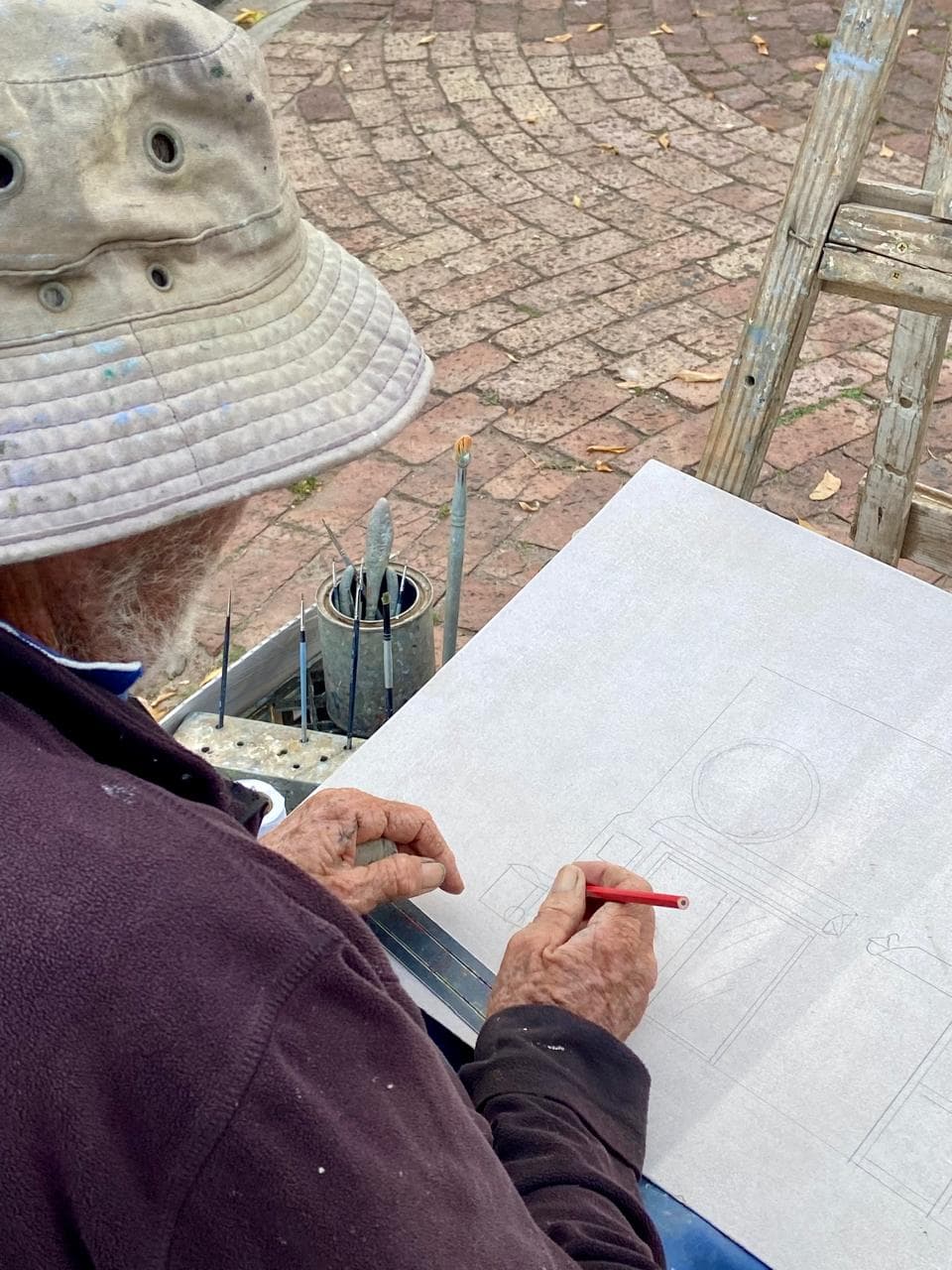 Roedolf Clench painting Stofpad on location