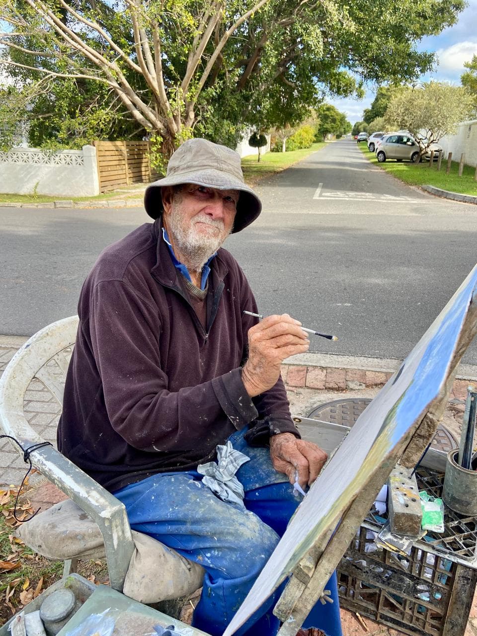 Roedolf Clench painting Stofpad on location